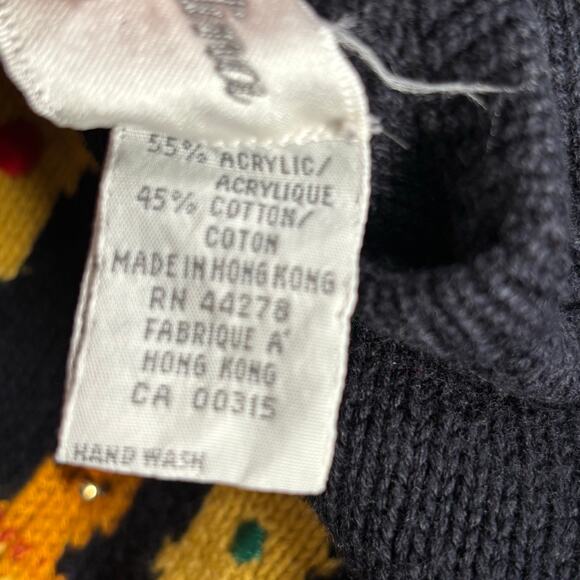 Vintage 90s Marisa Christina Black Knit Crewneck Crest Coat of Arms Sweater - Picture 7 of 13